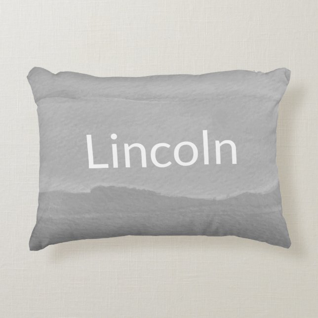 Grey Ombre with Name for Boy's Room Accent Pillow (Front)
