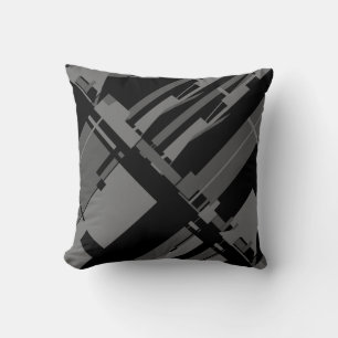 Grey on Black Southwest-inspired Diagonal Abstract Throw Pillow