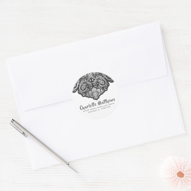 Grey On Black Swirls Return Address Envelope Seal (Envelope)