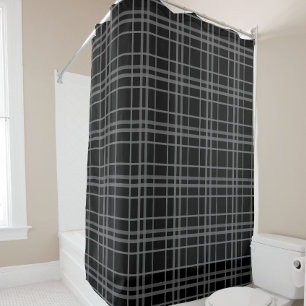 Grey On Black Tartan Plaid Pattern Design