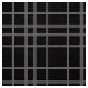 Grey On Black Tartan Plaid Pattern Design Fabric