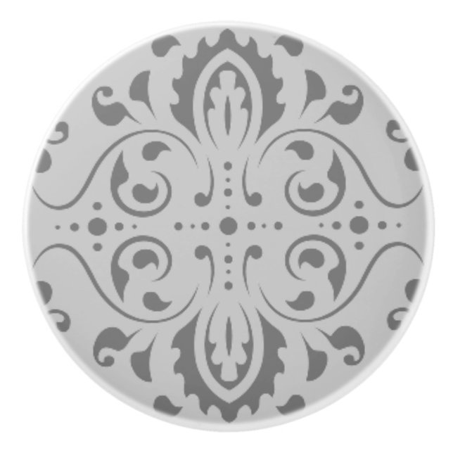 Grey on Grey Classic Vintage Ceramic Knob (Front)