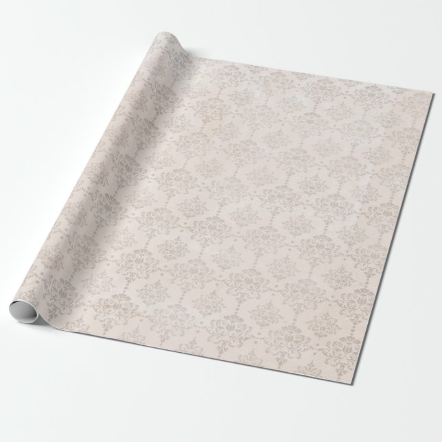 Grey on Grey Damask  Wrapping Paper (Unrolled)