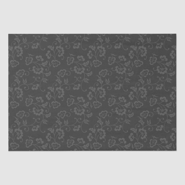 Grey-on-Grey Floral Vine Pattern Tissue Paper (Front)