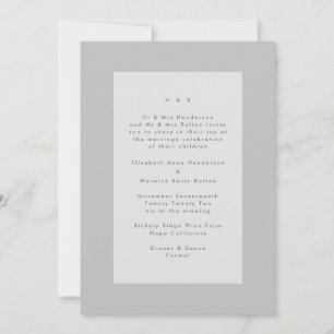 Grey on Grey Modern Minimalistic Simple Wedding Invitation