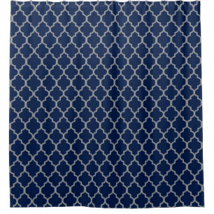 Grey on Navy Blue Quatrefoil Custom Background