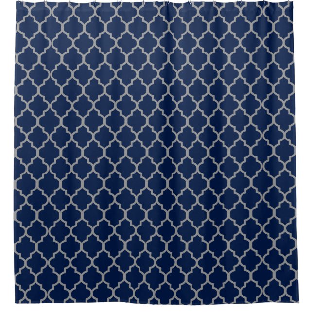 Grey on Navy Blue Quatrefoil Custom Background (Front)