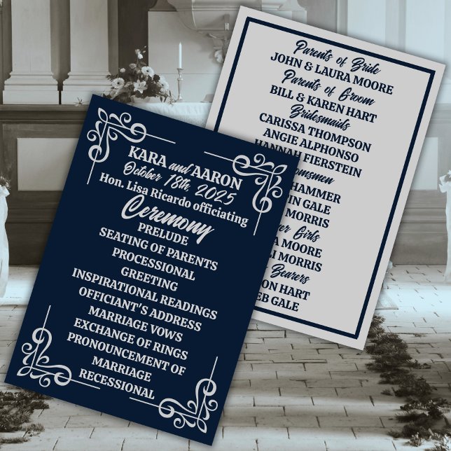 Grey on Slate Blue Edwardian Wedding Program (Creator Uploaded)