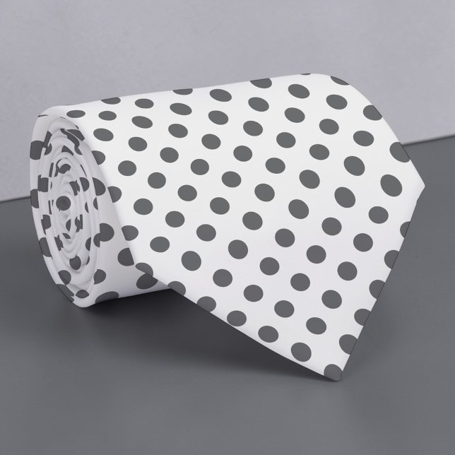 Grey on White Mini Polka Dots Necktie (Creator Uploaded)