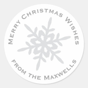 Grey on White Snowflake Envelope Closure Sticker