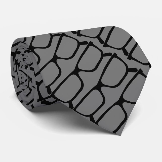 Grey Ophthalmologist Optician Spectacles Glasses Tie (Rolled)