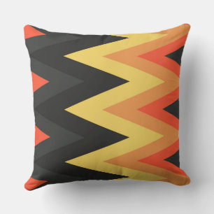 grey, orange and yellow chevron Pattern Throw Pillow