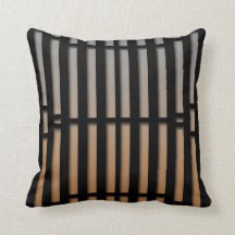 Grey, orange & black lines abstract throw pillow