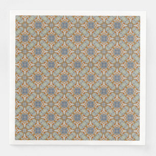 Grey, Orange, Blue Diamond Tiled Pattern Napkin