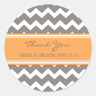 Grey Orange Chevron Thank You Wedding Favour Tags