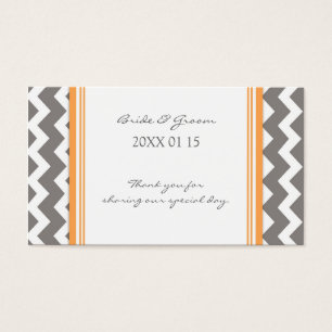 Grey Orange Chevron Wedding Favour Tags