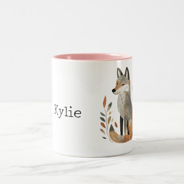 Grey Orange Fox Two-Tone Coffee Mug (Center)