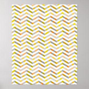 Grey Orange Layered Chevron Poster