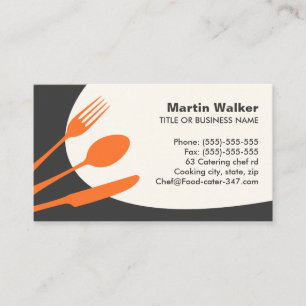Grey orange modern catering or chef business card