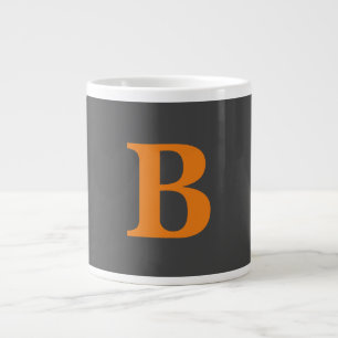 Grey orange modern monogrammed professional large coffee mug