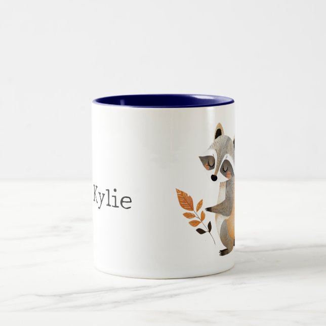 Grey Orange Raccoon Two-Tone Coffee Mug (Center)