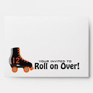 Grey & Orange Roller Skate Invitation Envelope
