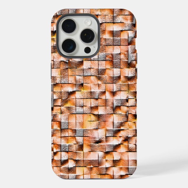 Grey orange rough ceramic tile with flaws, digital iPhone case (Back)