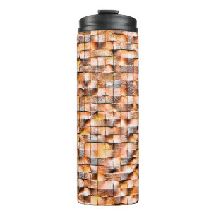 Grey orange rough ceramic tile with flaws, digital thermal tumbler