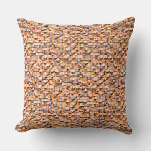 Grey orange rough ceramic tile with flaws, digital throw pillow