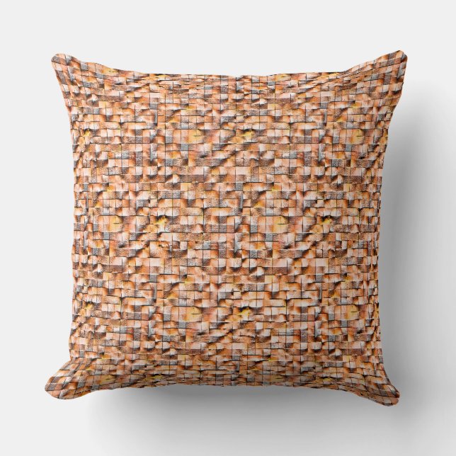Grey orange rough ceramic tile with flaws, digital throw pillow (Front)