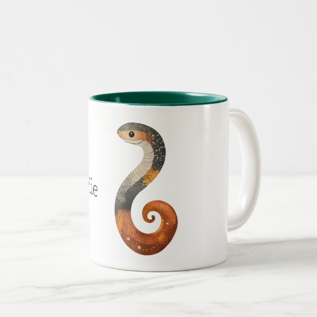 Grey Orange Snake Two-Tone Coffee Mug (Front Right)