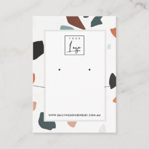 Grey Orange Terrazzo Earring Necklace Display Logo Business Card