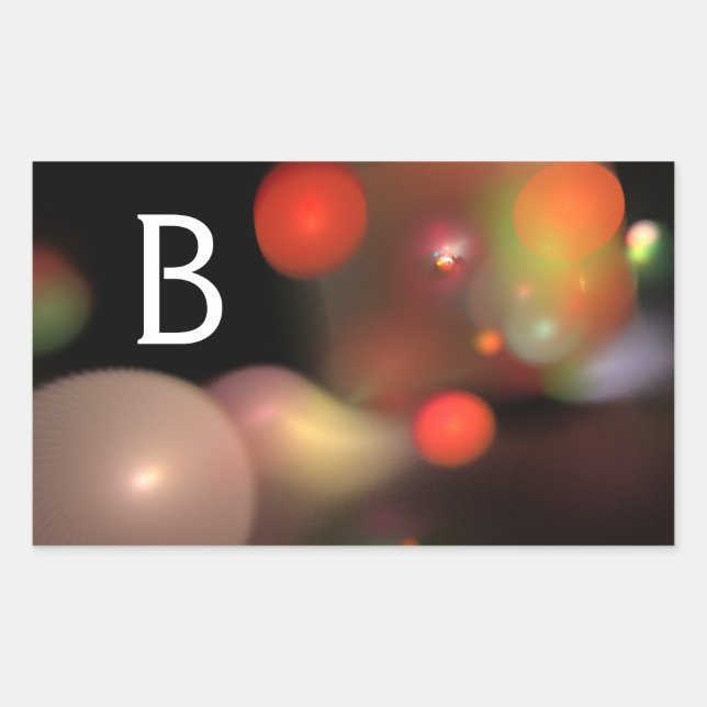 GREY ORANGE YELLOW BLACK FRACTAL BUBBLES MONOGRAM STICKER (Front)