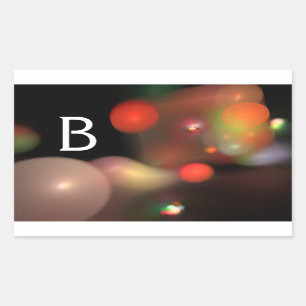 GREY ORANGE YELLOW BLACK FRACTAL BUBBLES MONOGRAM STICKER