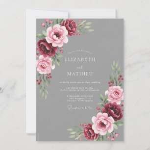 Grey Ornate Autumnal Wedding Invitation