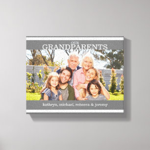 Grey Our Grandparents Photo with Grandchildren Canvas Print