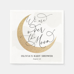 Grey Over the Moon Baby Shower Napkin
