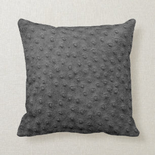 Grey Oversized Ostrich Leather Grain Pillow