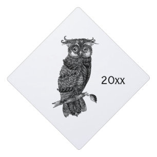 Grey Owl  Graduation Cap Topper