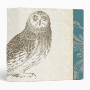 Grey Owl on Pattern Background Binder