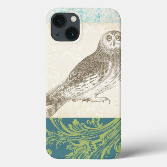 Grey Owl on Pattern Background Case-Mate iPhone Case (Back)