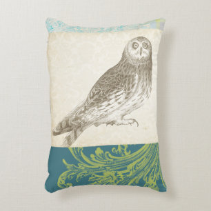 Grey Owl on Pattern Background Decorative Pillow