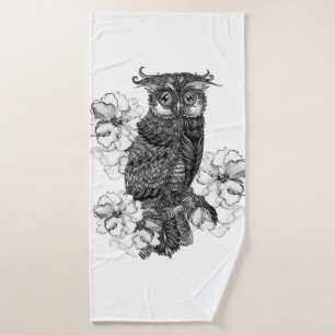 Grey Owl White Orchids Bath Towel