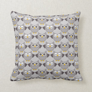 Grey Owls Throw Pillow