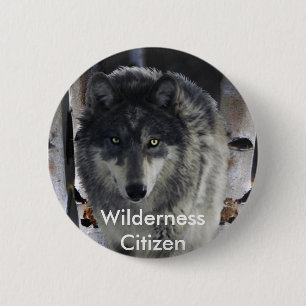 GREY PACK WOLF Collection 2 Inch Round Button
