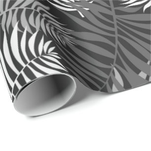 Grey Palm Fronds Wrapping Paper