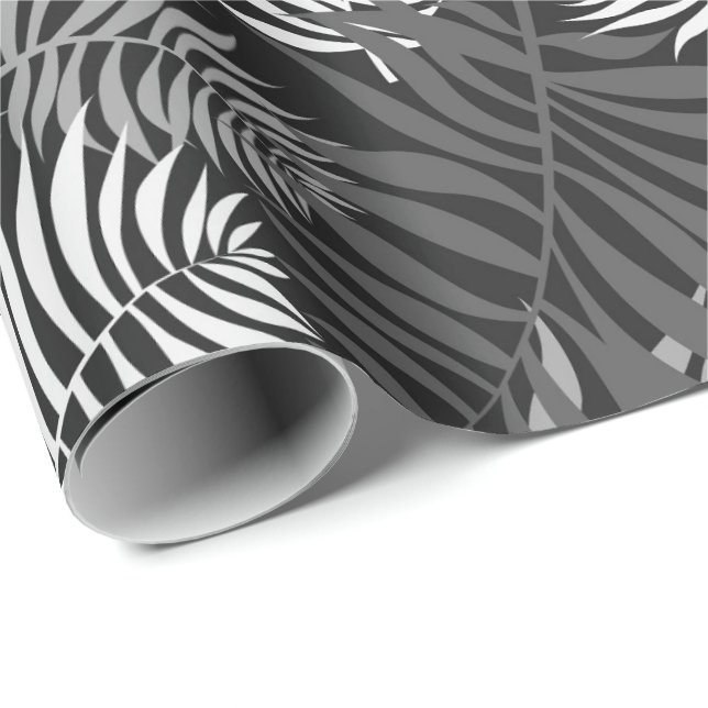Grey Palm Fronds Wrapping Paper (Roll Corner)