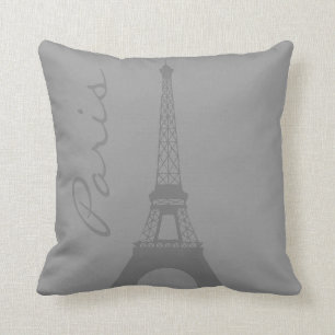 Grey Paris Eiffel Tower Throw Pillow