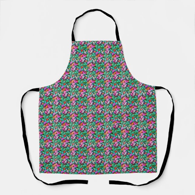 Grey Parrot Jungle Dreams Seamless Surface Pattern Apron (Front)