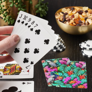 Grey Parrot Jungle Dreams Seamless Surface Pattern Playing Cards